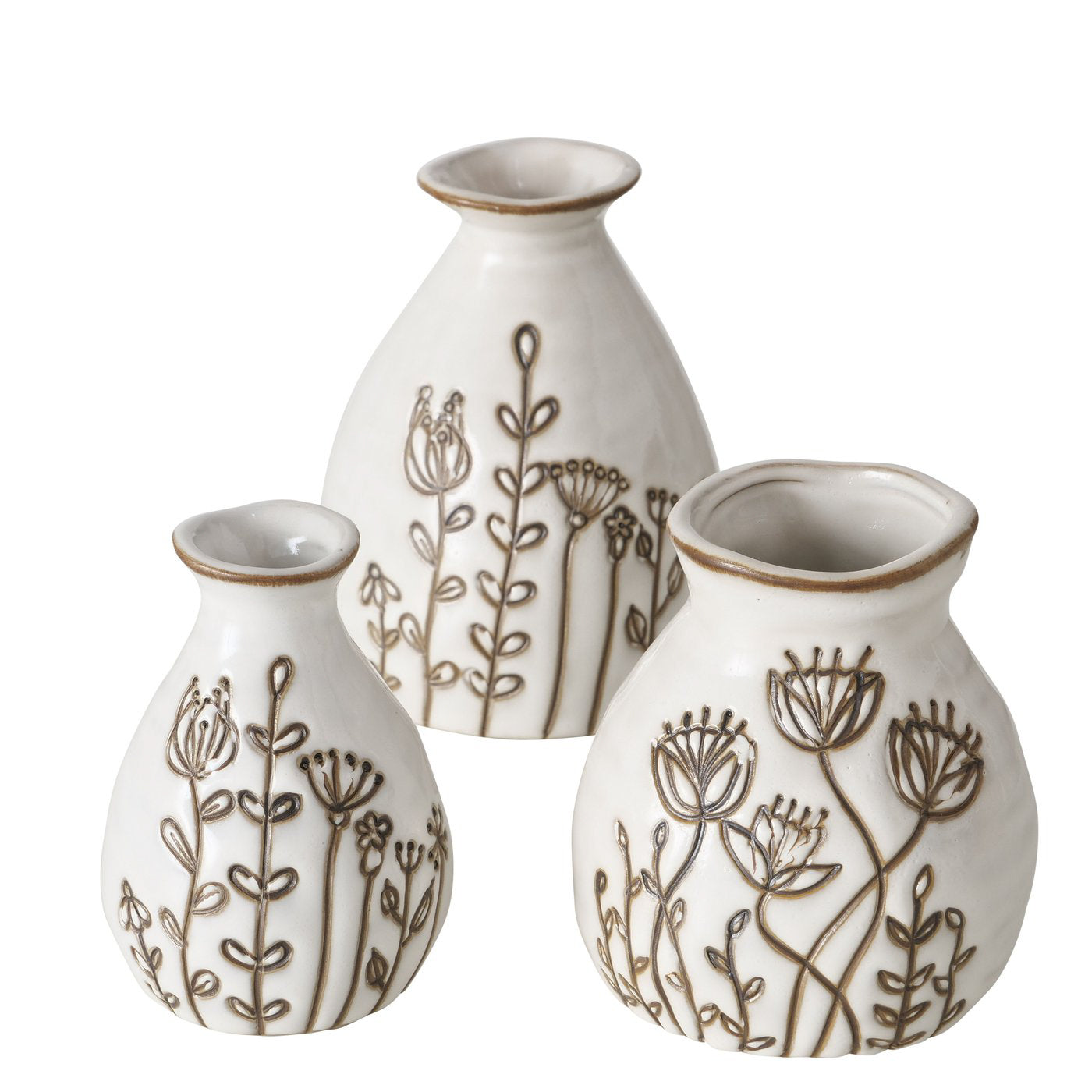 Keramikvasen 3er Set, Blumendesign