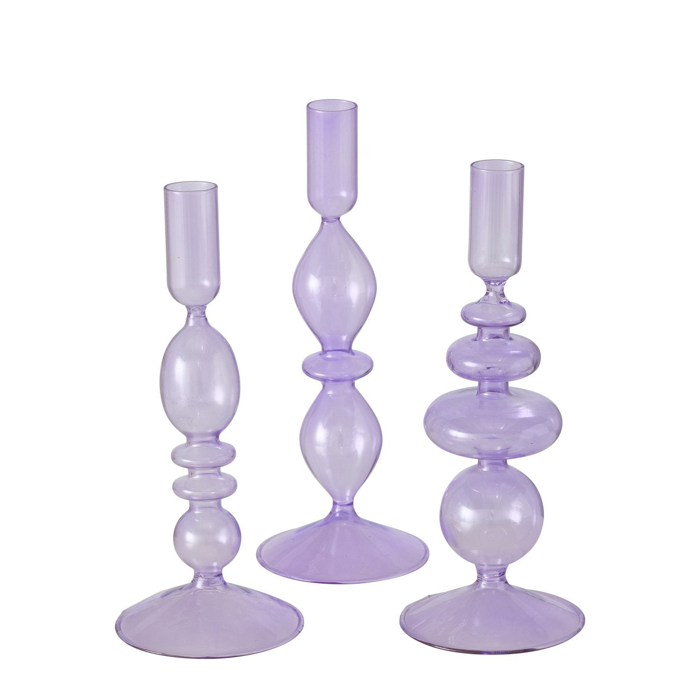 Kerzenleuchter aus Glas, 3 Designs Lila