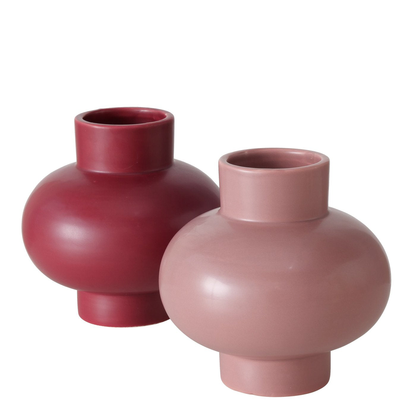 Keramikvase, rund in Rosa & Rot